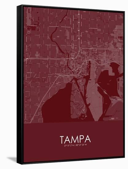 Tampa, United States of America Red Map-null-Framed Stretched Canvas