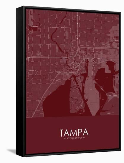 Tampa, United States of America Red Map-null-Framed Stretched Canvas