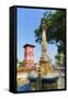 Tan Beng Swee Clocktower and Fountain-Nico Tondini-Framed Stretched Canvas