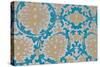 Tan & Blue Floral Pattern II-Elizabeth Medley-Stretched Canvas