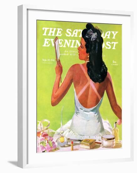 "Tan Lines," Saturday Evening Post Cover, September 27, 1941-Albert W. Hampson-Framed Giclee Print