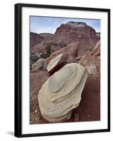 Tan Sandstone Boulder Among Red Rocks, Carson National Forest, New Mexico-James Hager-Framed Photographic Print