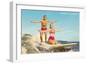 Tandem Surfing, Ventura-null-Framed Art Print