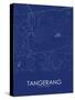 Tangerang, Indonesia Blue Map-null-Stretched Canvas