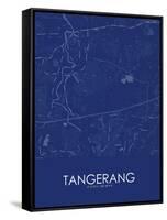 Tangerang, Indonesia Blue Map-null-Framed Stretched Canvas