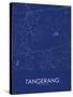 Tangerang, Indonesia Blue Map-null-Stretched Canvas