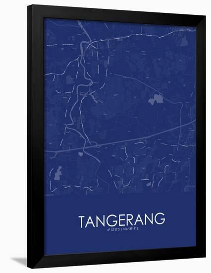 Tangerang, Indonesia Blue Map-null-Framed Poster