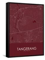 Tangerang, Indonesia Red Map-null-Framed Stretched Canvas