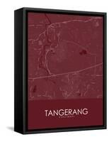 Tangerang, Indonesia Red Map-null-Framed Stretched Canvas