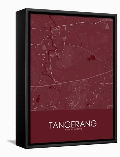 Tangerang, Indonesia Red Map-null-Framed Stretched Canvas