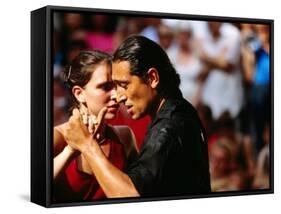 Tango Dancers at Sunday Market in Plaza Dorrego, Buenos Aires, Argentina-Michael Taylor-Framed Stretched Canvas