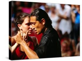 Tango Dancers at Sunday Market in Plaza Dorrego, Buenos Aires, Argentina-Michael Taylor-Stretched Canvas