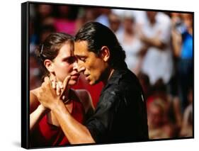 Tango Dancers at Sunday Market in Plaza Dorrego, Buenos Aires, Argentina-Michael Taylor-Framed Stretched Canvas