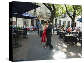 Tango Dancers Dancing for Tips at a Sidewalk Cafe-null-Stretched Canvas