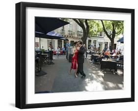 Tango Dancers Dancing for Tips at a Sidewalk Cafe-null-Framed Premium Photographic Print