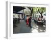 Tango Dancers Dancing for Tips at a Sidewalk Cafe-null-Framed Premium Photographic Print