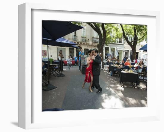 Tango Dancers Dancing for Tips at a Sidewalk Cafe-null-Framed Photographic Print