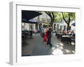 Tango Dancers Dancing for Tips at a Sidewalk Cafe-null-Framed Photographic Print