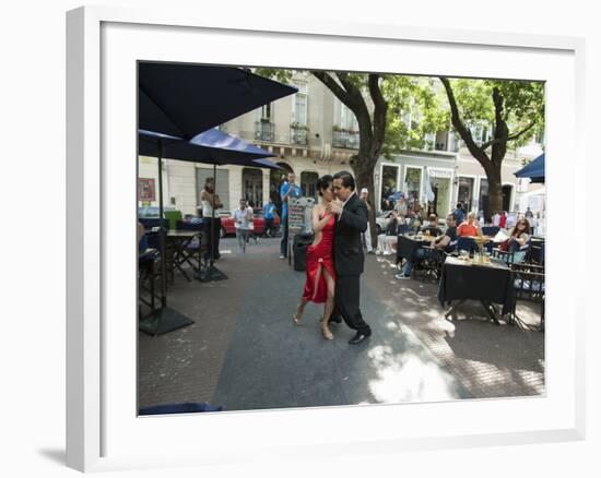 Tango Dancers Dancing for Tips at a Sidewalk Cafe-null-Framed Photographic Print