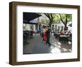 Tango Dancers Dancing for Tips at a Sidewalk Cafe-null-Framed Photographic Print