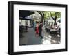 Tango Dancers Dancing for Tips at a Sidewalk Cafe-null-Framed Photographic Print