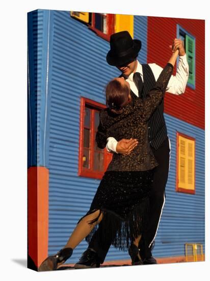 Tango Dancers on Calle Caminito, La Boca District, Buenos Aires, Argentina-Sergio Pitamitz-Stretched Canvas