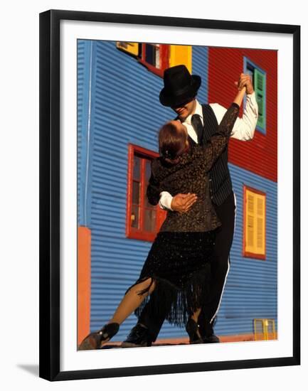 Tango Dancers on Calle Caminito, La Boca District, Buenos Aires, Argentina-Sergio Pitamitz-Framed Premium Photographic Print