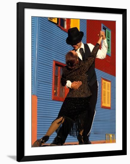 Tango Dancers on Calle Caminito, La Boca District, Buenos Aires, Argentina-Sergio Pitamitz-Framed Photographic Print