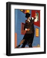 Tango Dancers on Calle Caminito, La Boca District, Buenos Aires, Argentina-Sergio Pitamitz-Framed Premium Photographic Print