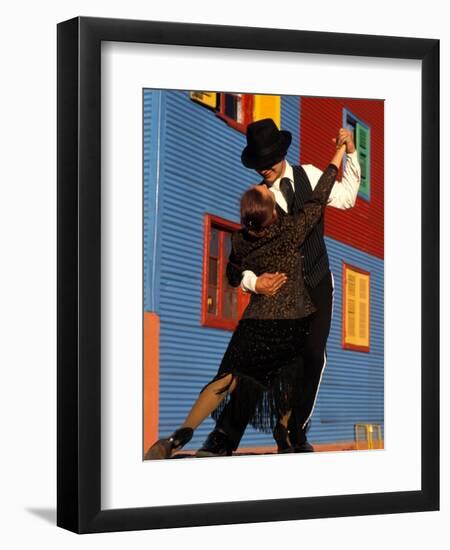 Tango Dancers on Calle Caminito, La Boca District, Buenos Aires, Argentina-Sergio Pitamitz-Framed Premium Photographic Print