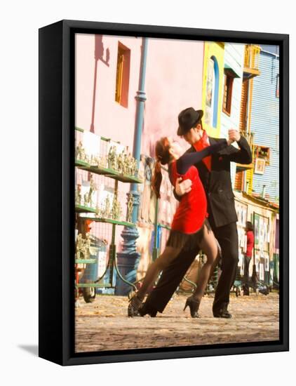 Tango Dancers on Caminito Avenue, La Boca District, Buenos Aires, Argentina-Stuart Westmoreland-Framed Stretched Canvas