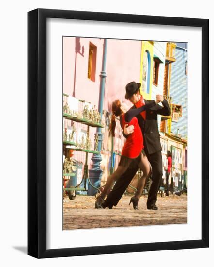 Tango Dancers on Caminito Avenue, La Boca District, Buenos Aires, Argentina-Stuart Westmoreland-Framed Photographic Print