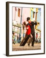 Tango Dancers on Caminito Avenue, La Boca District, Buenos Aires, Argentina-Stuart Westmoreland-Framed Photographic Print