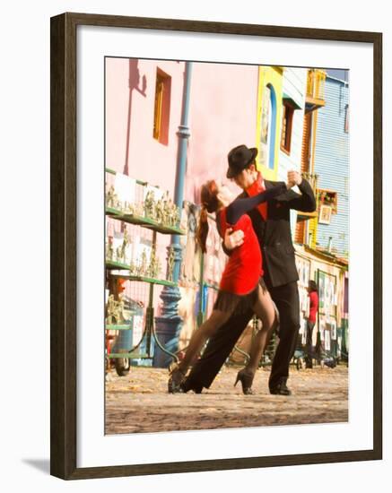 Tango Dancers on Caminito Avenue, La Boca District, Buenos Aires, Argentina-Stuart Westmoreland-Framed Photographic Print