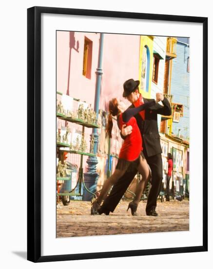 Tango Dancers on Caminito Avenue, La Boca District, Buenos Aires, Argentina-Stuart Westmoreland-Framed Photographic Print