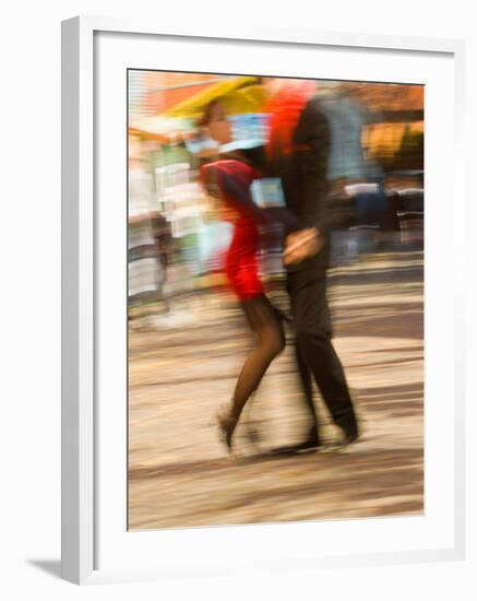 Tango Dancers on Caminito Avenue, La Boca District, Buenos Aires, Argentina-Stuart Westmoreland-Framed Photographic Print