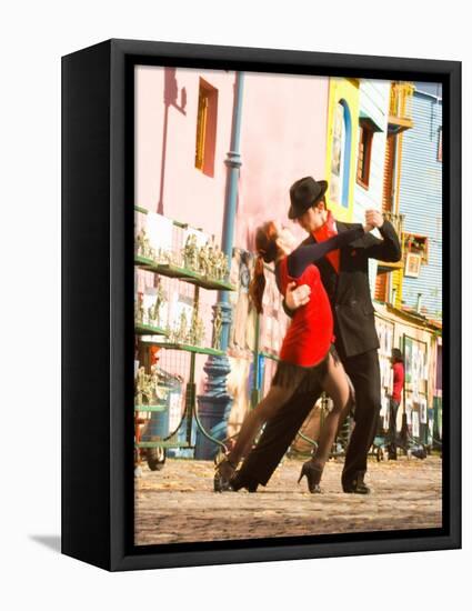 Tango Dancers on Caminito Avenue, La Boca District, Buenos Aires, Argentina-Stuart Westmoreland-Framed Stretched Canvas