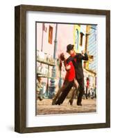 Tango Dancers on Caminito Avenue, La Boca District, Buenos Aires, Argentina-Stuart Westmoreland-Framed Photographic Print