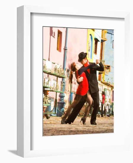 Tango Dancers on Caminito Avenue, La Boca District, Buenos Aires, Argentina-Stuart Westmoreland-Framed Photographic Print