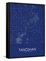 Tangshan, China Blue Map-null-Framed Stretched Canvas