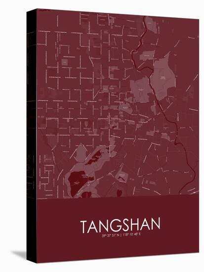 Tangshan, China Red Map-null-Stretched Canvas