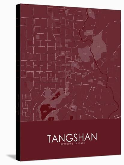 Tangshan, China Red Map-null-Stretched Canvas