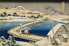 Pontoon Bridge at Sano, Kozuke Province, Ancient View, Circa 1833-Tani Bunchu-Giclee Print