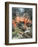 Tank Battle in the Forests of Leningrad-Achille Beltrame-Framed Art Print