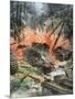 Tank Battle in the Forests of Leningrad-Achille Beltrame-Mounted Art Print