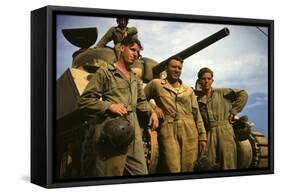 Tank Crew Leaning on M-4 Tank, Ft. Knox, Ky.-null-Framed Stretched Canvas