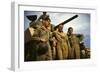 Tank Crew Leaning on M-4 Tank, Ft. Knox, Ky.-null-Framed Photographic Print