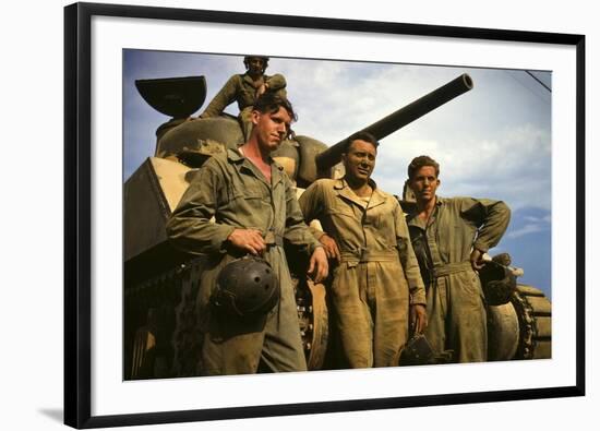 Tank Crew Leaning on M-4 Tank, Ft. Knox, Ky.-null-Framed Photographic Print