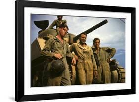 Tank Crew Leaning on M-4 Tank, Ft. Knox, Ky.-null-Framed Photographic Print