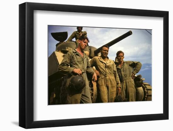 Tank Crew Leaning on M-4 Tank, Ft. Knox, Ky.-null-Framed Photographic Print